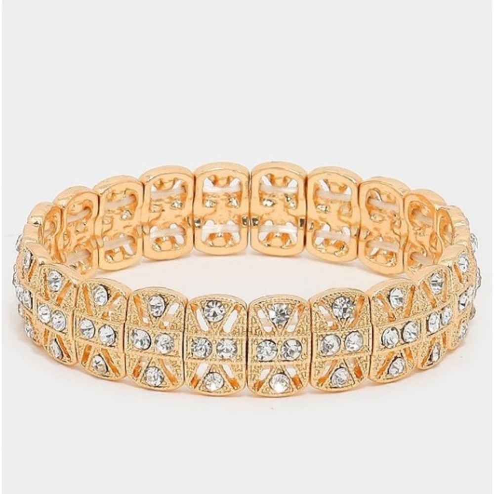 Gold Crystal Metal Stretch Bracelet